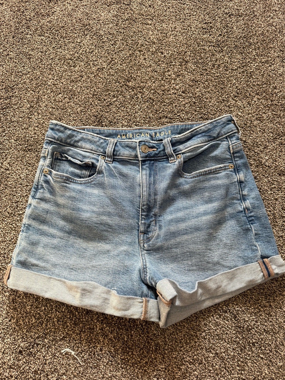 American Eagle Outfitters Light Blue Denim Roll-Cuff Shorts